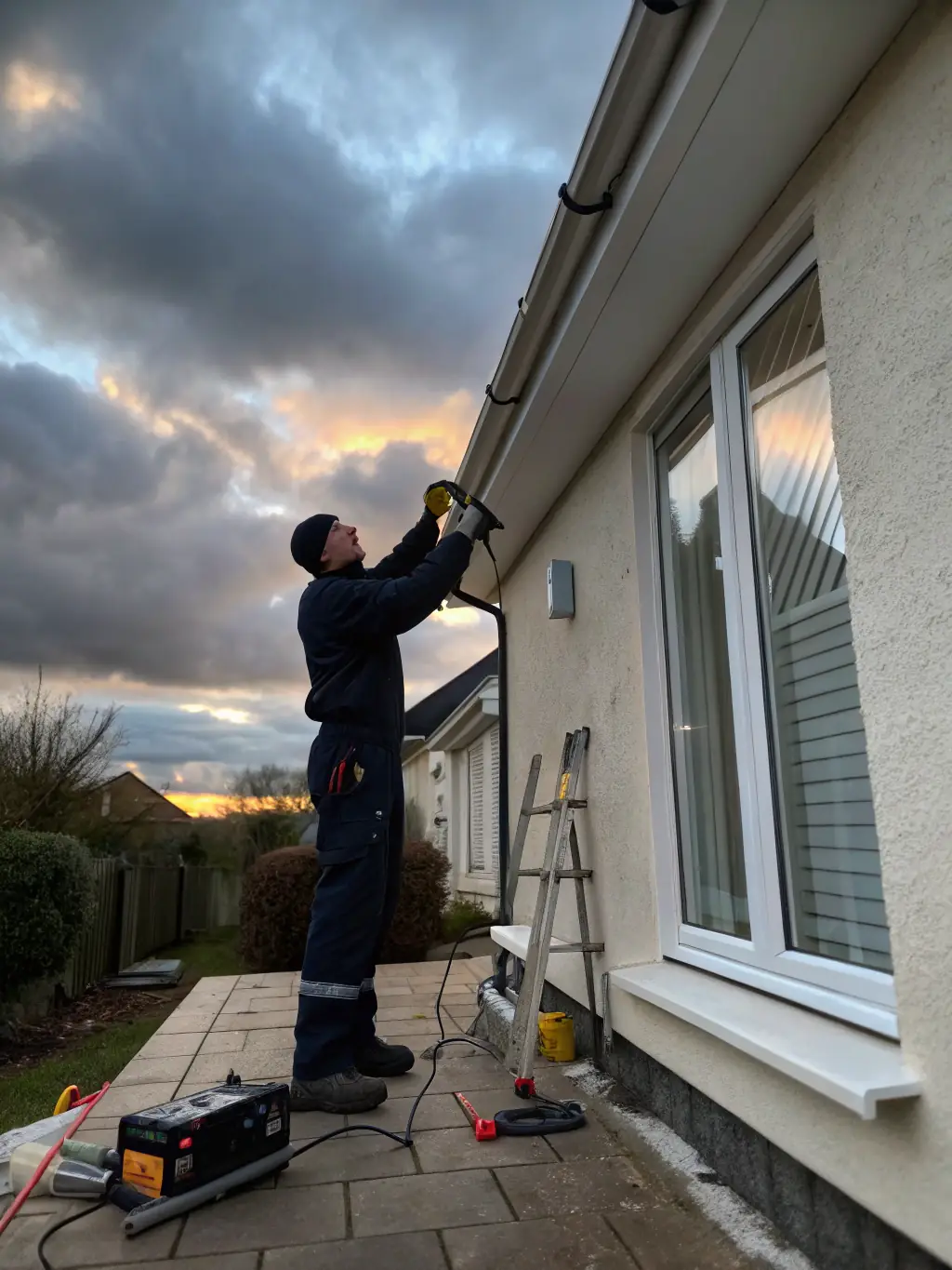 An image showing a technician sealing potential bee entry points on a home's exterior with bee-proof sealant, highlighting the preventative measures taken by APA BEE REMOVAL.
