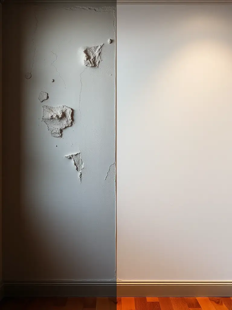 A before-and-after photo showcasing a repaired section of a wall where a hive was previously removed, demonstrating the restoration services offered by APA BEE REMOVAL.